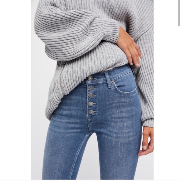 Free People Denim - Free People Reagan Raw Edge Hem Button Fly Jeans